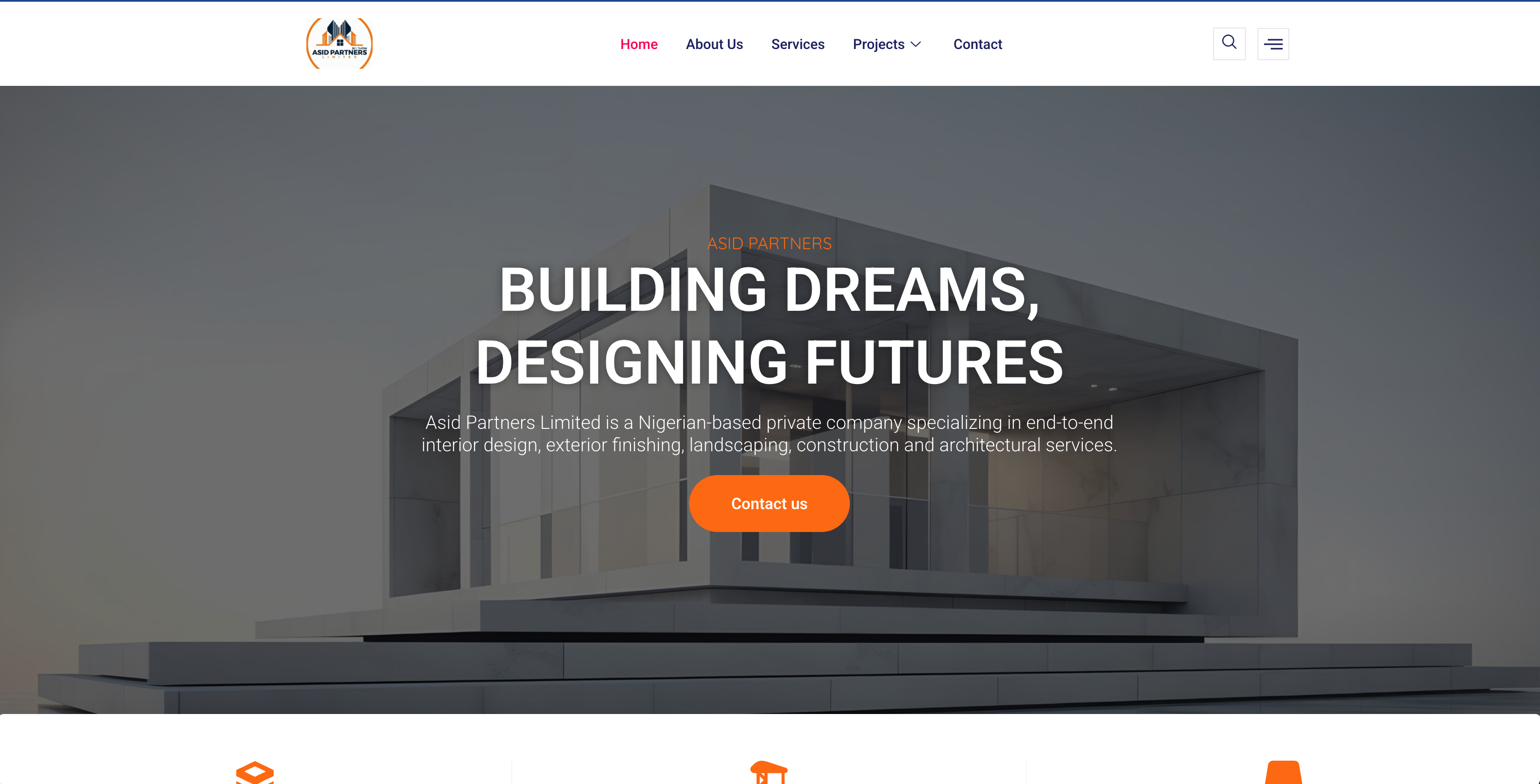 Screenshot of Asid Partners Limited construction design website
